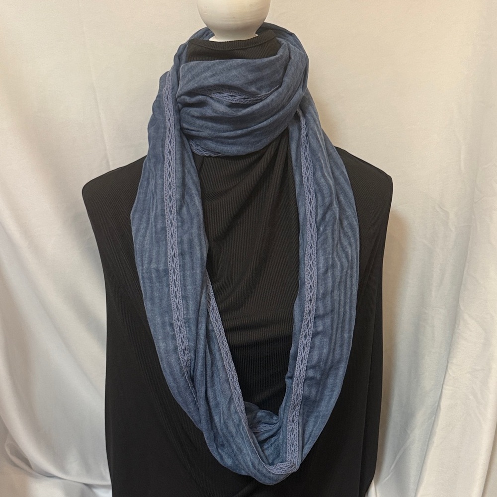 J. Jill Dusty Blue Infinity Scarf with Lace Trim